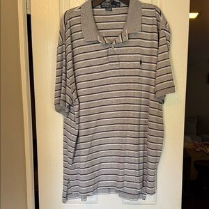 Polo by Ralph Lauren Black and Gray Striped Polo Shirt
